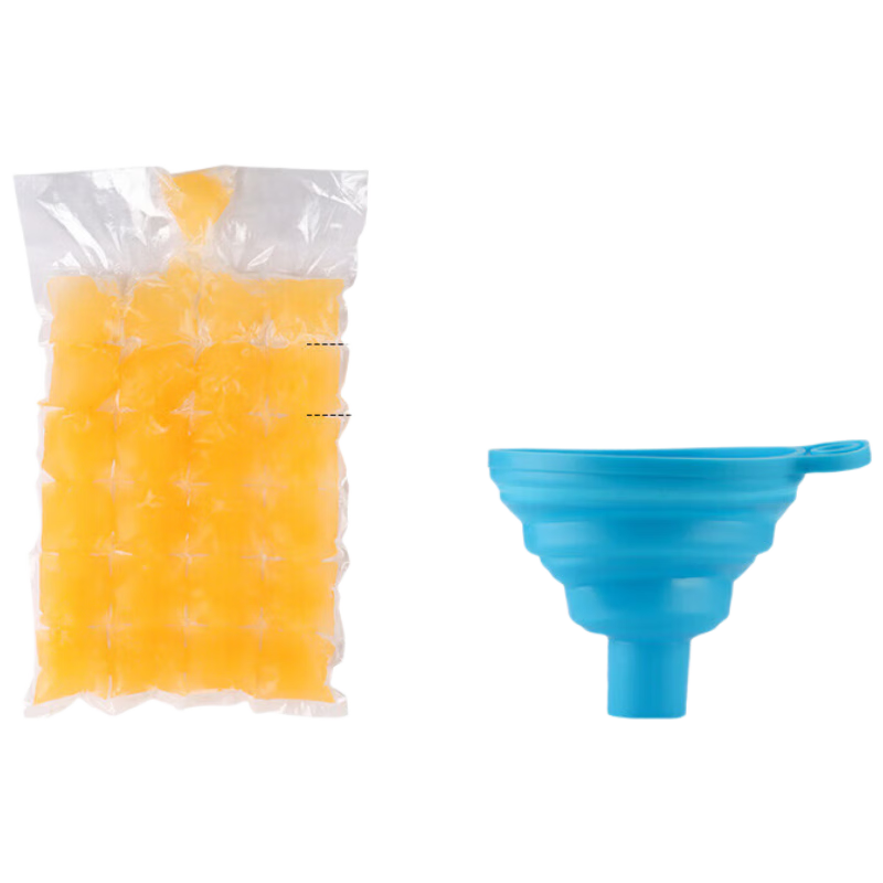 BJ DIY Ice Cube Mold, Disposable Ice Making Bag with Self-Sealing, 60 Pieces Per Pack, Food-Grade Ice Tray Bag, Ice Maker with Funnel