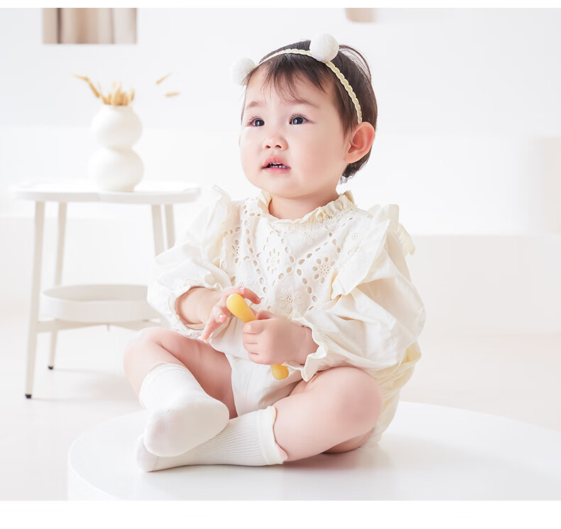 Wuduomian 6 Pairs of Baby Socks, Spring And Summer Infant Socks, Class A Children's Cotton Socks, Breathable Seamless Mid-Calf Socks with Ear Loops 12