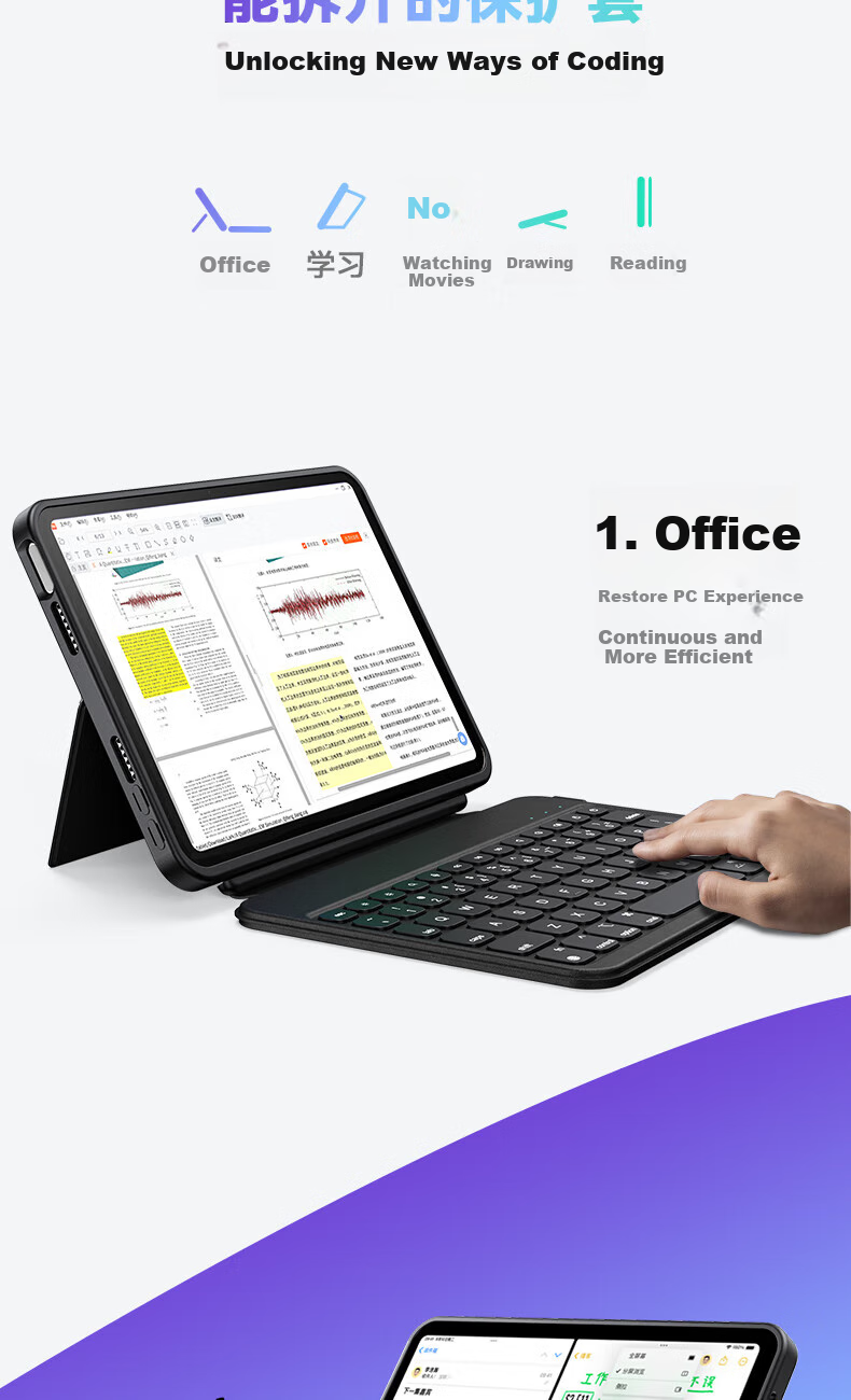 Houhou IPad Mini 7 Keyboard Case, Mini 6 Keyboard Protective Cover, Two-In Magnetic Detachable Rotatable Multifunctional Protective Case, Specially Designed for 8.3-Inch, White 4
