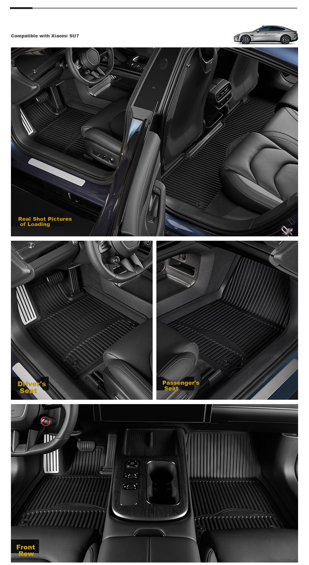3W Suitable for Xiaomi SU7 Dedicated TPE Car Floor Mats, Front And Rear Trunk Four-Piece Set 14
