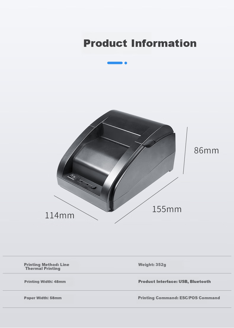 Dongwei Takeout Printer, Automatic Order Acceptance Receipt Printer, Supermarket Cashier, 58mm Meituan Hunger Wireless Bluetooth Thermal Printer with Voice Broadcast 8
