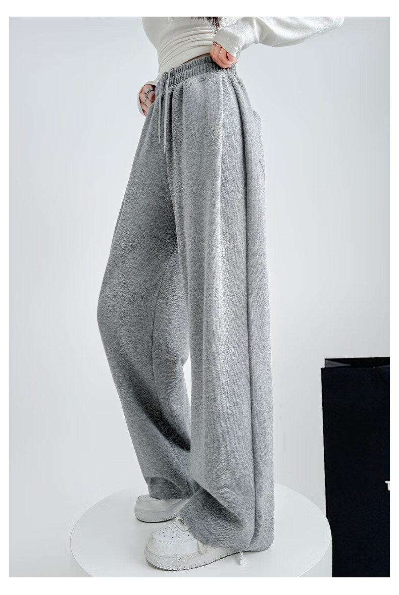 FitonTon Women's Casual Sports Pants 2026 Spring Autumn New High Waist Draped Straight Slim Versatile Sweatpants Wide Leg Trousers 14