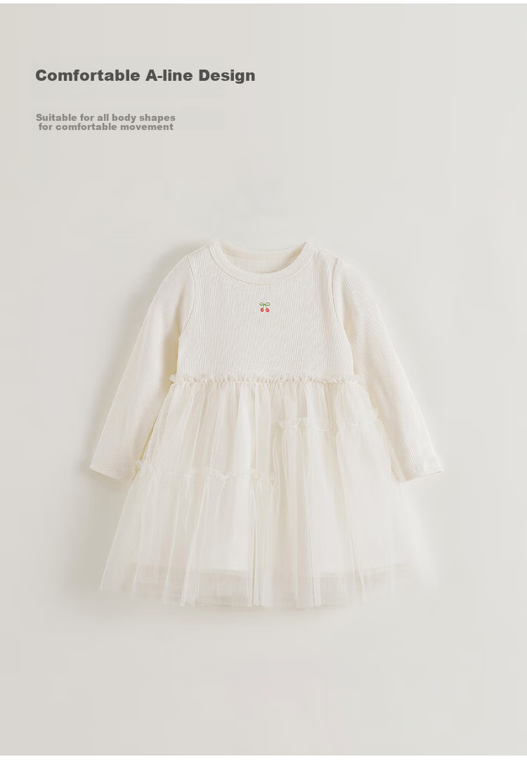 MARC&JANIE Girls' Sweet Mesh Spliced Dress, Baby Skirt, Spring 2026 Collection, 250238 3