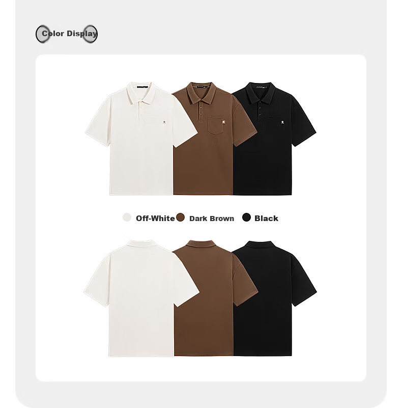 GXG Men's Three-Color Texture Trendy Short-Sleeve POLO, Off-White, 180/XL 2