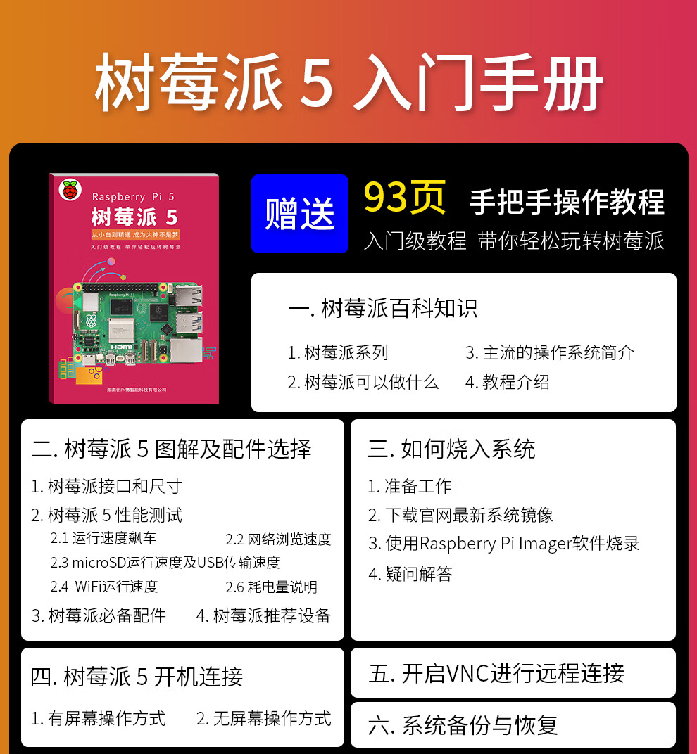 Chuanglebo Raspberry Pi 5 Basic Starter Kit 2GB 4GB 8GB 16GB Raspberry Pi 5 Development Board Mainboard 5B 8GB 7-inch Screen Kit 6