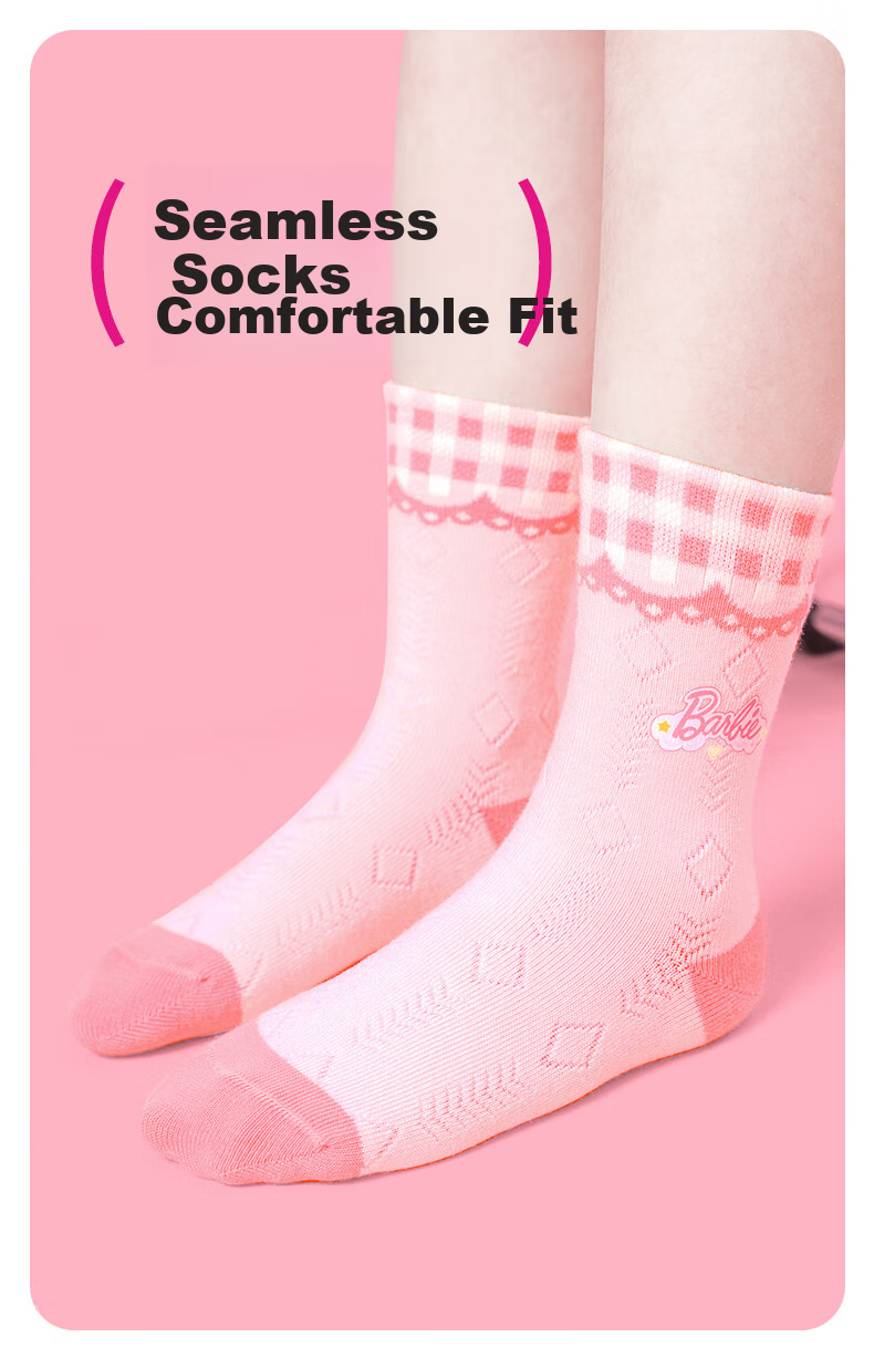Barbie Children's Socks, Girls' Mid-Calf Cotton Socks for Spring And Autumn, Cute Long Socks for School-Age Girls 5