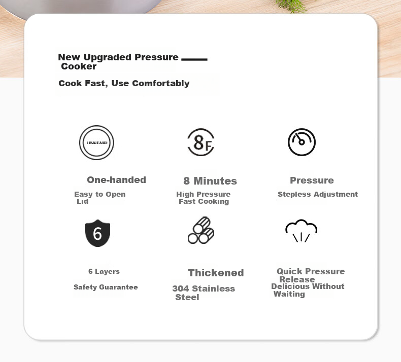 LINKFAIR Gaole Shigao Pressure Cooker, Household Pressure Cooker, Explosion-Proof Stainless Steel, One-Touch Opening And Closing, Suitable for 3-8 People, Compatible with Gas And Induction Stoves 2