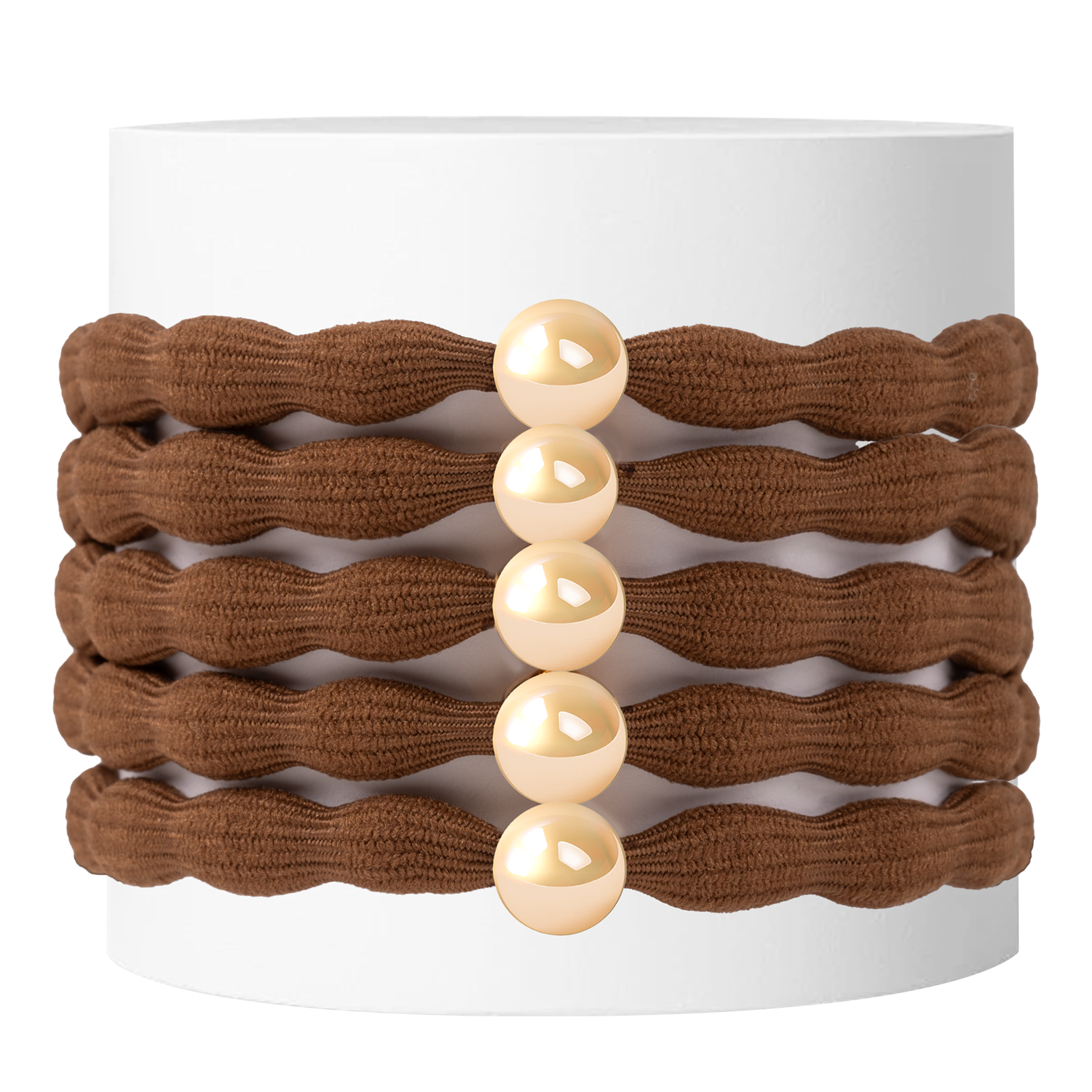 M2KA Premium New High-End Hair Ties for Women High Elasticity Hair Bands Sports Hair Ropes Bean Dot Hair Circles Dark Coffee Color 5 Pieces