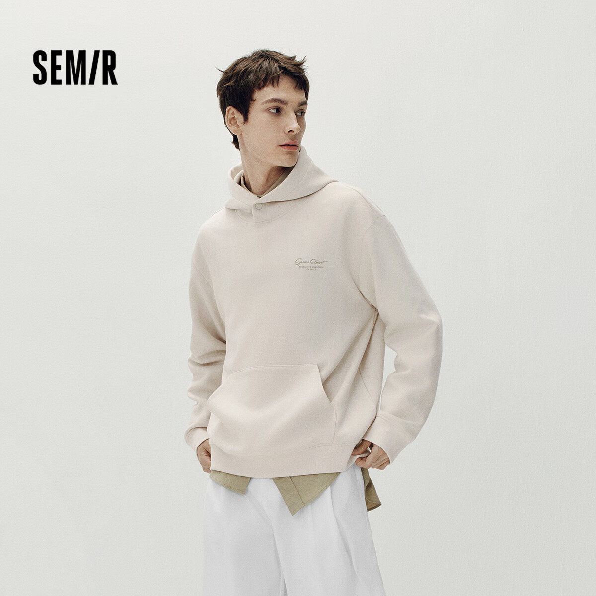 Semir [Mall Same Style] Men's Hooded Sweatshirt Suede-Like Velvet Autumn 2025 Printed Embroidered Top 101525116101
