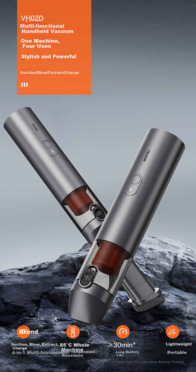 Yili Car Vacuum Cleaner, Portable Desktop Vacuum Cleaner, High-Power Vacuum Cleaner, Wireless Handheld Vacuum Cleaner for Home And Car Use, Integrated Suction And Blowing Function, Suitable for Bedding, Carpets, Pet Hair, And Cat Lint Removal 1