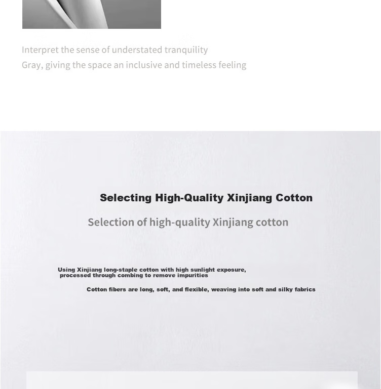 ZiiU Single Bed Sheet, 100% Xinjiang Pure Cotton Bed Cover, 245x270cm, Light Gray, Suitable for 1.8x2 Meter Bed 3