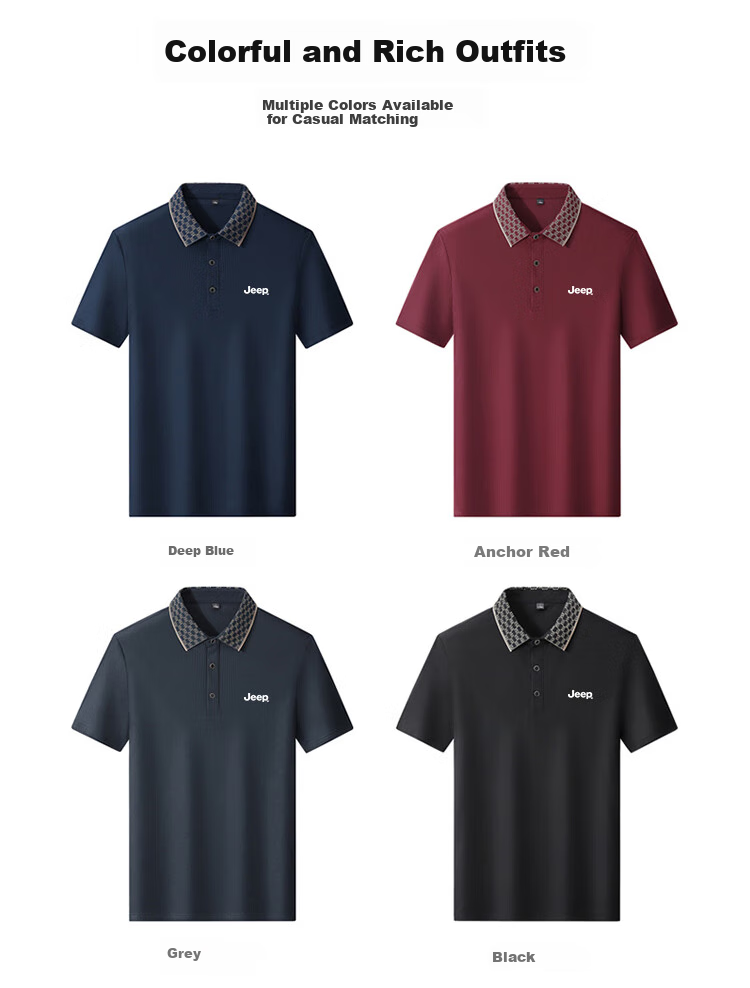 JEEP Short-Sleeve T-Shirt for Men, Summer Polo Business Casual Shirt, Loose-Fitting Men's Clothing A96, Navy Blue, 7XL 6