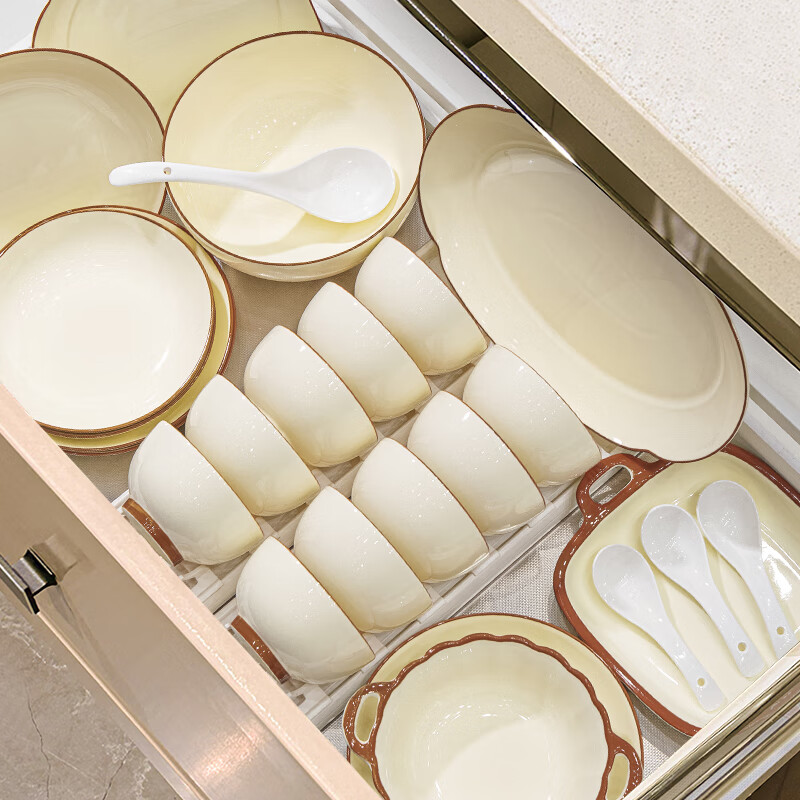 Набор посуды Mornenjoy Ceramic Tableware Set, кремовый стиль, для дома, для новоселья, 72 предмета