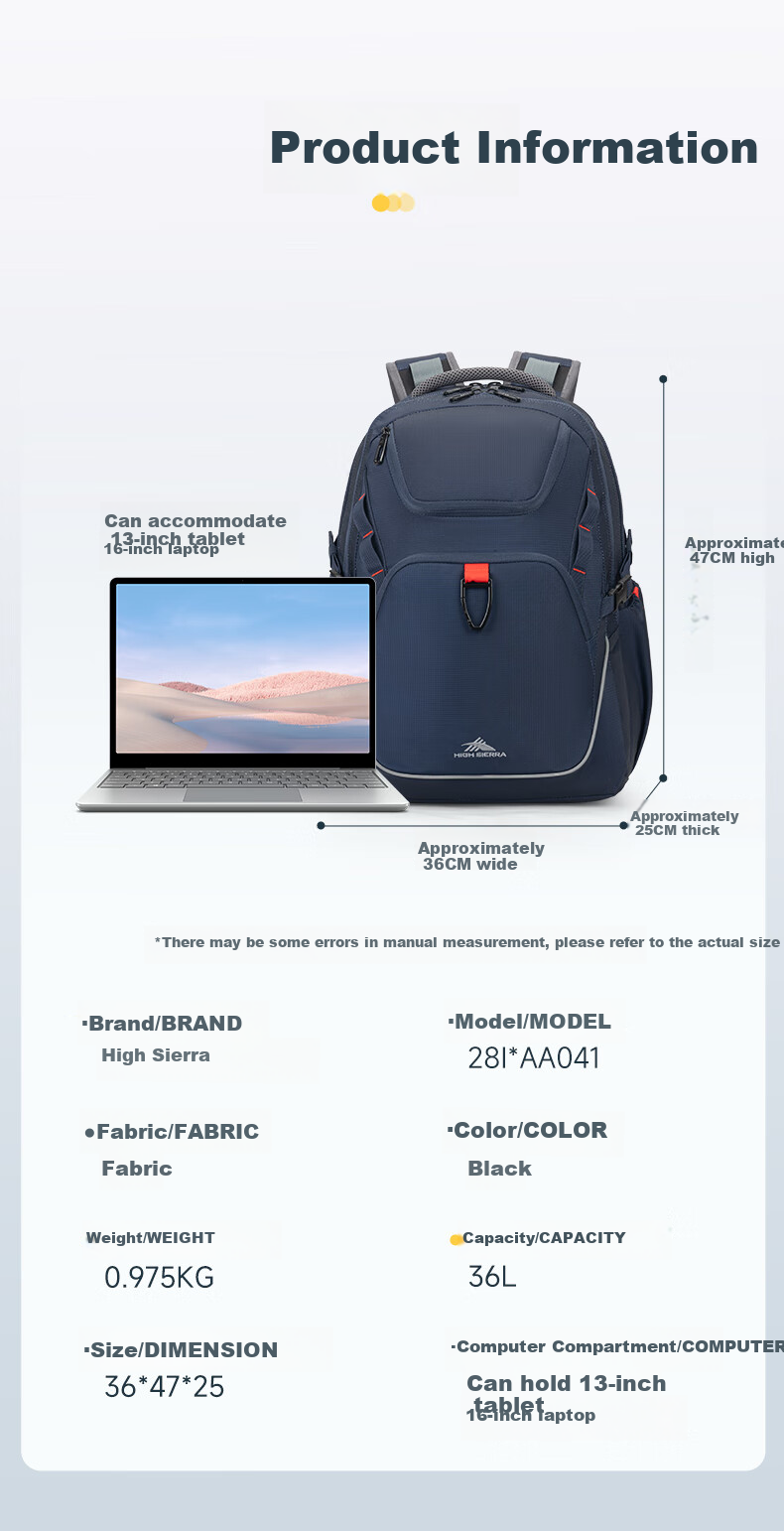 High Sierra Hiking Backpack for Men, Outdoor Sports Backpack, Water-Resistant Travel Bag, 16-Inch Commuter Large Capacity Backpack 14