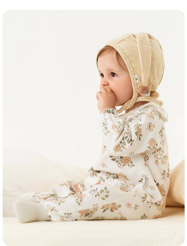 TONGTAI Baby Romper Spring and Autumn Pure Cotton Girls Newborn Jumpsuit Lace Pajamas White 80cm 10