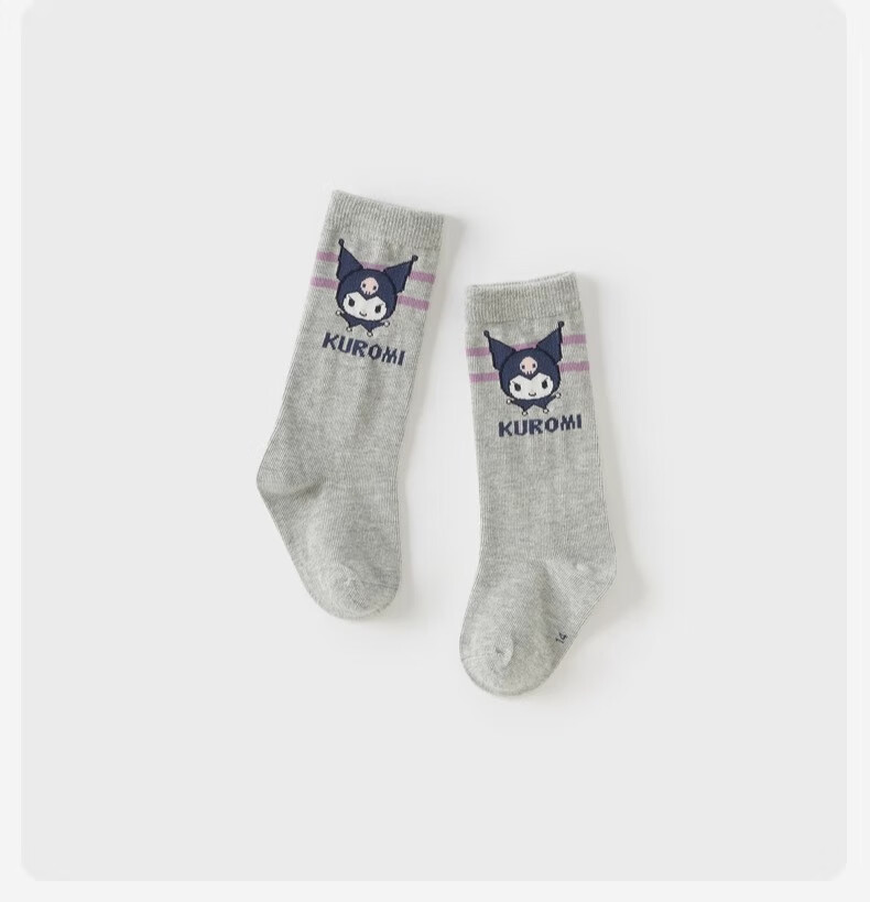 DAVE & BELLA Kuromi Collaboration Children's Mid-Calf Socks, Girls' Autumn School-Style Socks, Stylish 10