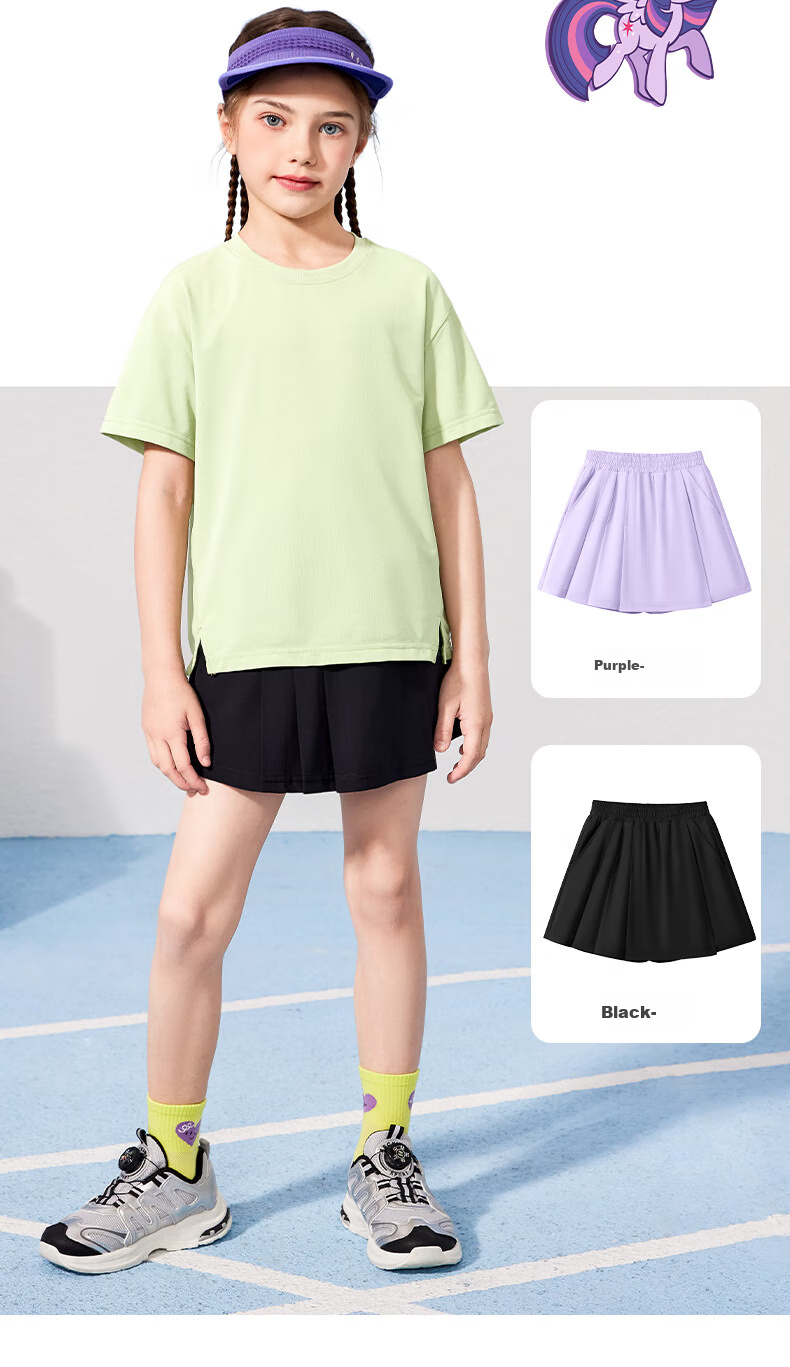 MY LITTLE PONY Girls' Summer Quick-Dry Short Sleeve Sportswear Set 2025 New Children's Two-Piece Outfit Pink+Black Size 130 9