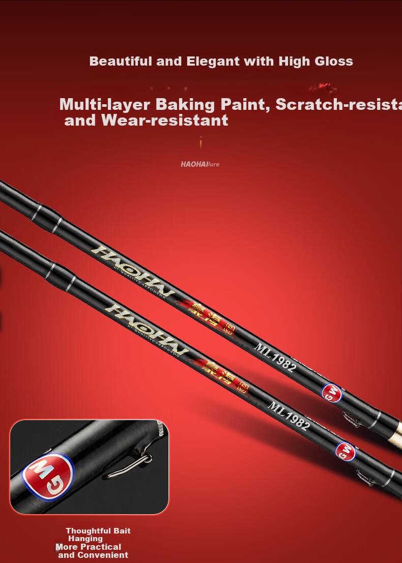 GW Fishing Rod, 1.68 Meters, Haohai Lure Rod Set, ML Action, Straight Handle Spinning Reel Lure Rod Set, Fishing Rod 7