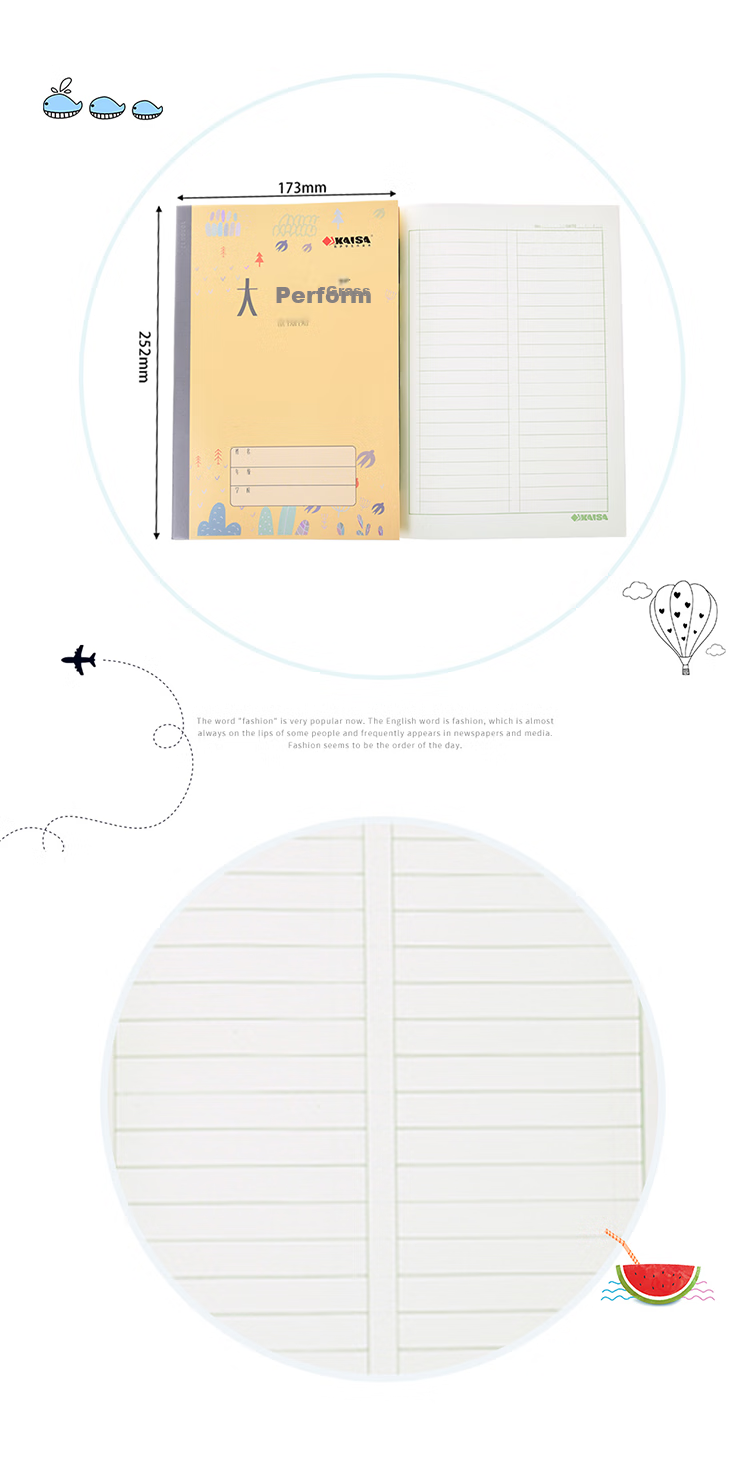 KAISA Large Herbal Calculation Notebook with Grids, Math Practice Book, 18k, 20 Pages, Student Research Draft Paper, Exam Calculation Practice Book, Pack of 10, KSP-0037 4