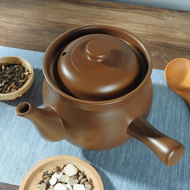 CERAMICS Traditional Unglazed Medicine Pot for Decoction, Gas Stove Herbal Medicine Pot, 3.5L Capacity
