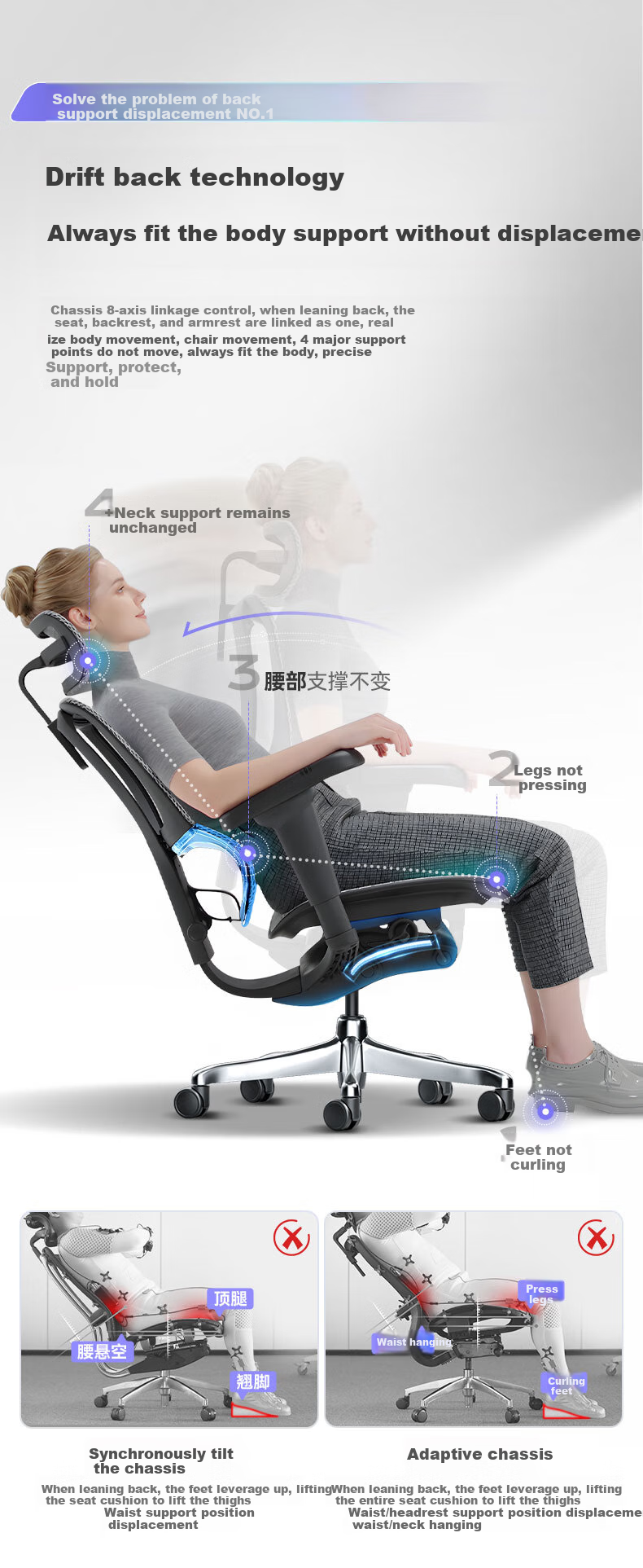 Ergonor Baoying Ergonomic Chair, Computer Chair, Comfortable Office Chair, Gaming Chair, Silver White (Cloud Cushion) 4
