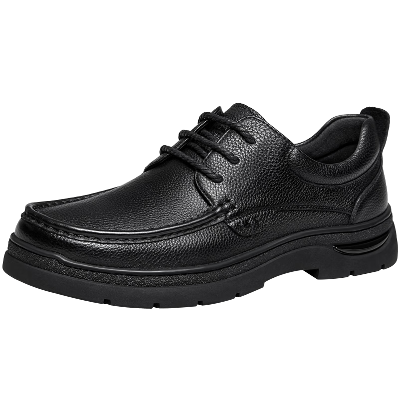 CAMEL Leather Shoes for Men, Business Casual Dad Cowhide Shoes, Soft Sole Comfortable Commuter P15A211018 Black Size 42