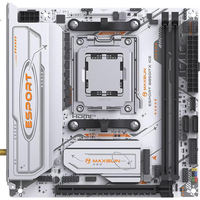 Материнская плата MAXSUN MS-eSport B850ITX WIFI ICE, Mini-ITX, AM5, DDR5, 2xM.2, Wi-Fi 6, 2.5Gb Ethernet