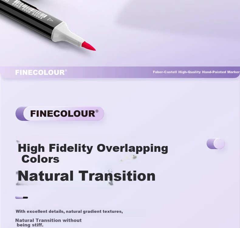 FINECOLOUR 3rd Generation Alcohol-Based Dual-Tip Markers, 48 Colors, Transparent Pen Case Set, Art Sketching Watercolor Pens, Art Education Drawing Pens 14