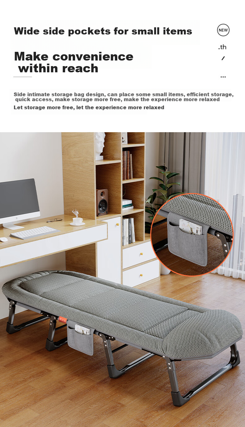 OKeefe Folding Bed Lounge Chair, Single Nap Bed, Multifunctional Camping Bed, Accompanying Bed, Office Nap Bed, Breathable Mattress Surface 9