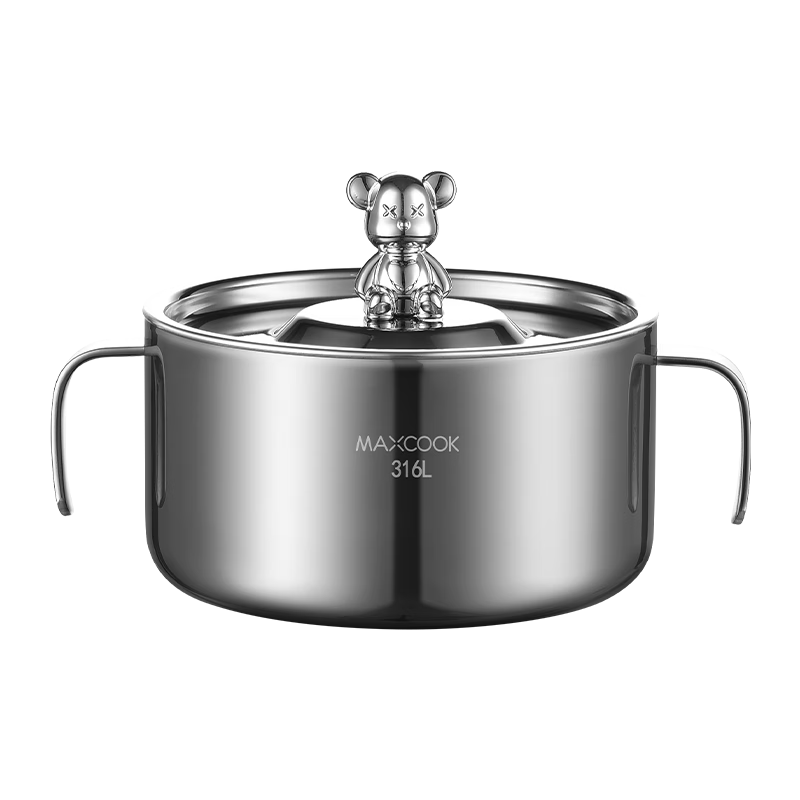 MAXCOOK 316L Stainless Steel Children's Bowl with Handle, Baby Food Bowl, Soup Bowl, Double-Handled Anti-Scalding Dessert Bowl MCWA4225