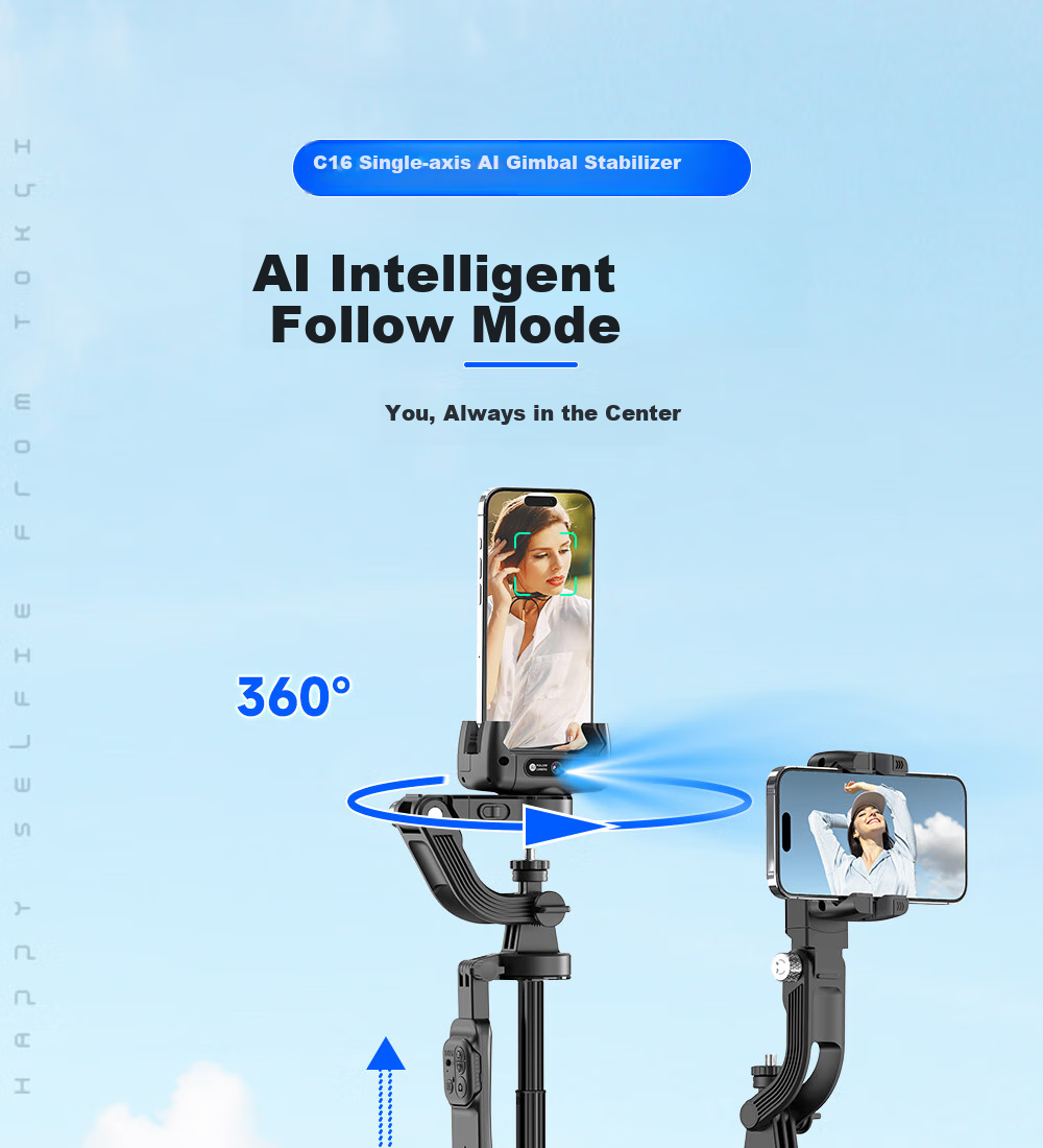 SUOYING [Over 100K Sold] Selfie Stick Gimbal Stabilizer, All-In Shooting Device, Portable Travel 360-Degree Rotation Anti-Shake Three-Axis Phone Stand, Shooting Floor Stand for Live Streaming 1