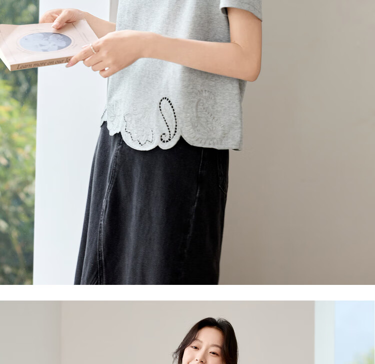 Sentubila Round Neck Hollow Embroidered Short Sleeve T-Shirt Women Summer Elegant Slim Fit Casual Designer Inner Top 21
