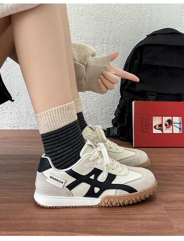 Warrior Red Women's Training Shoes Autumn Retro Niche Casual Sports Sneakers 5062 Beige/Black Size 35 8