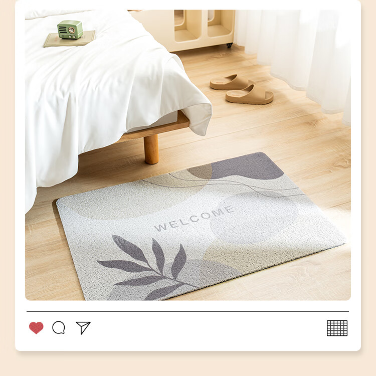 JD Jingzao Loop Printed Entrance Door Mat Dust Removal Foot Mat Cuttable Non-Slip 60x90cm Gray 11