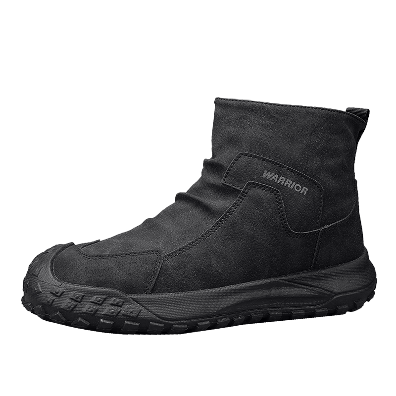Warrior Men's Martin Boots Autumn Winter New Retro Durable Hiking Shoes Non-slip Work Boots 645 Black Size 39