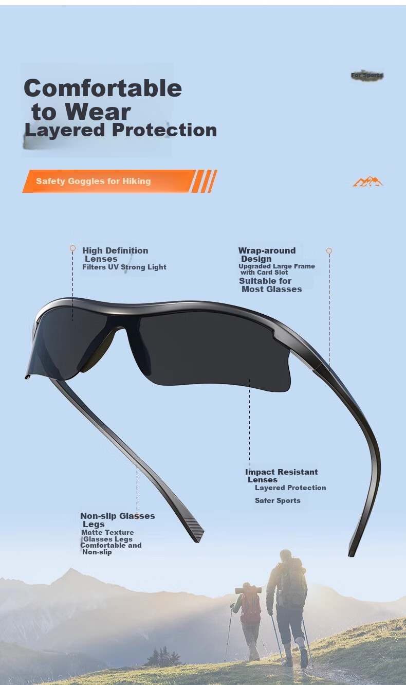FENCHI Night Riding Outdoor Sports Cycling Sunglasses for Women, Hiking Protective Goggles, Windproof Glasses, Headband Sunglasses for Men, Running Maratho 3