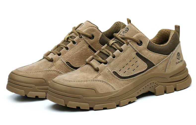 Dunlishi Steel Toe Safety Shoes Men Anti-Smash Anti-Puncture Work Shoes Women Comfortable Durable Protective Construction Shoes 0052 Khaki All-Season Size 37 19