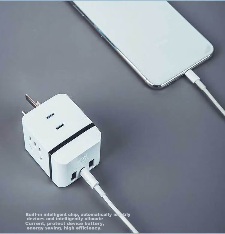 Zidantou USB/Type-C Converter Socket, Wireless Magic Cube TS-558NKU, One-To Travel Adapter Plug, Power Strip/Extension Cord/Power Board/Outlet Strip 3