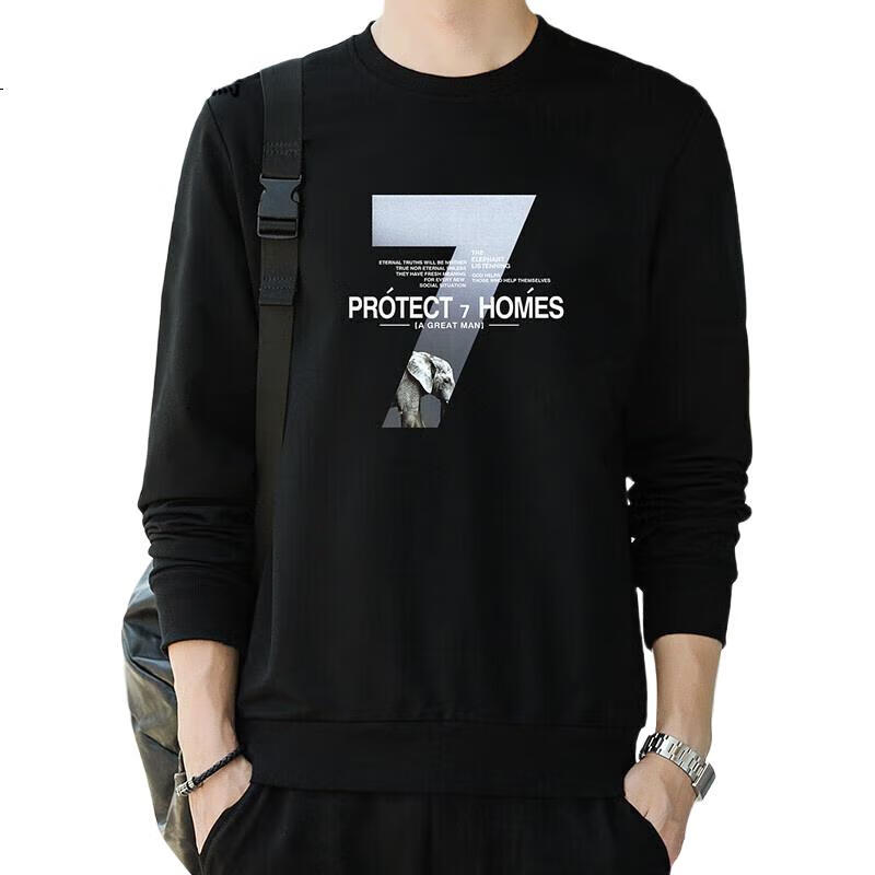 Мужская толстовка TUCANO, повседневная универсальная лонгслив с круглым вырезом, свободного кроя, для студентов, черная, размер 3XL