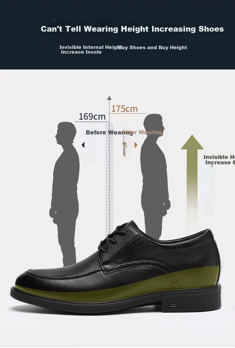 HLA Men's Leather Shoes, Top Grain Cowhide, Lace-Up Formal Business Casual Shoes for Men, T269 Black Size 44 28