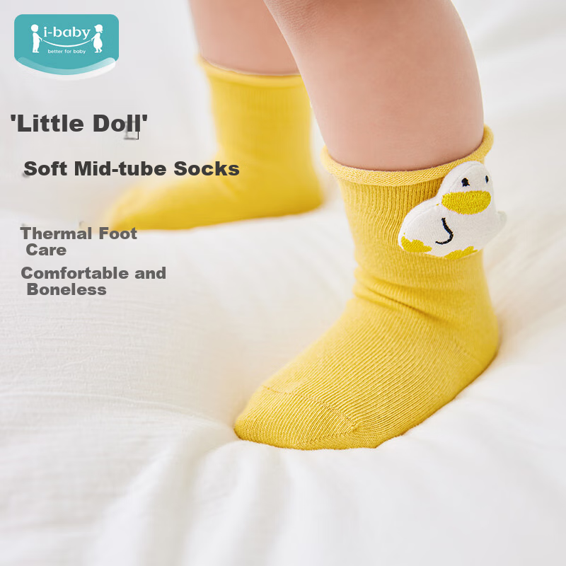 Ibaby / British Baby Newborn Socks, Infant Spring And Summer Mid-Calf Socks, Boys And Girls Doll Cotton Socks, 3 Pairs Per Pack