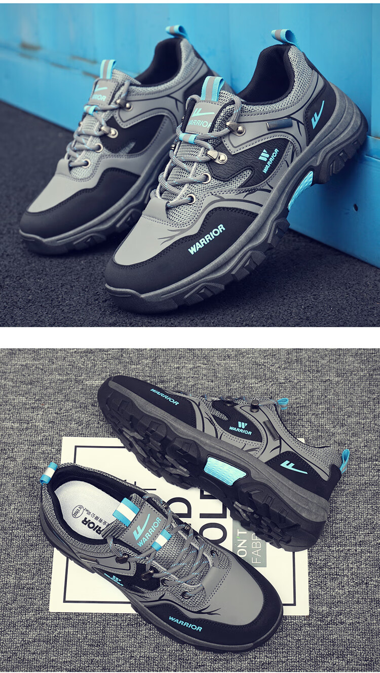 Warrior Men's Summer Breathable Work Office Sports Casual Non-slip Wear-resistant Safety Dad Shoes Black/Grey/Blue 43 21