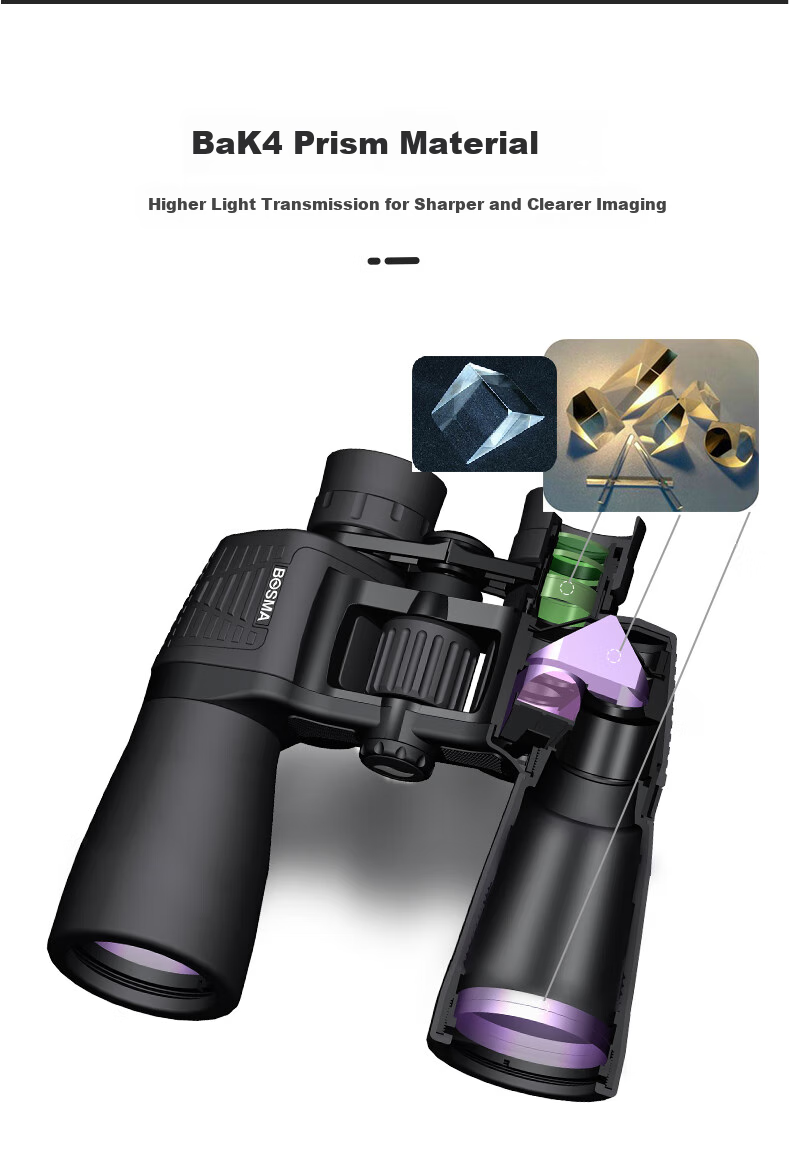 BOSMA Hunter 2nd Generation 16X50 Binoculars, High Magnification, High Definition, Low-Light Night Vision, Large Eyepiece, Bee-Hunting, Landscape Viewing, And Stargazing Telescope 16