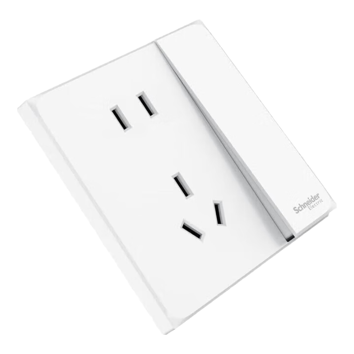 Schneider Five-Hole Socket with Dual Control Switch, 86-Type Wall Power Outlet with Switch Panel, Haocheng, Cream White
