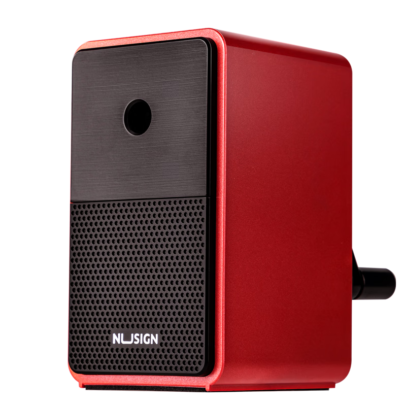 NUSIGN 5-Speed Automatic Pencil Sharpener Hand-Crank Pencil Sharpener Red NS077【Popular Product】High-End Brand Under Deli