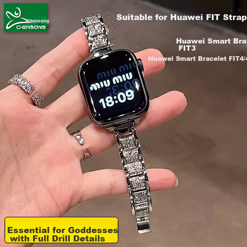 Ремешок CHENSONG для Huawei Watch Fit3/4/4 Pro, металлический, серебристый