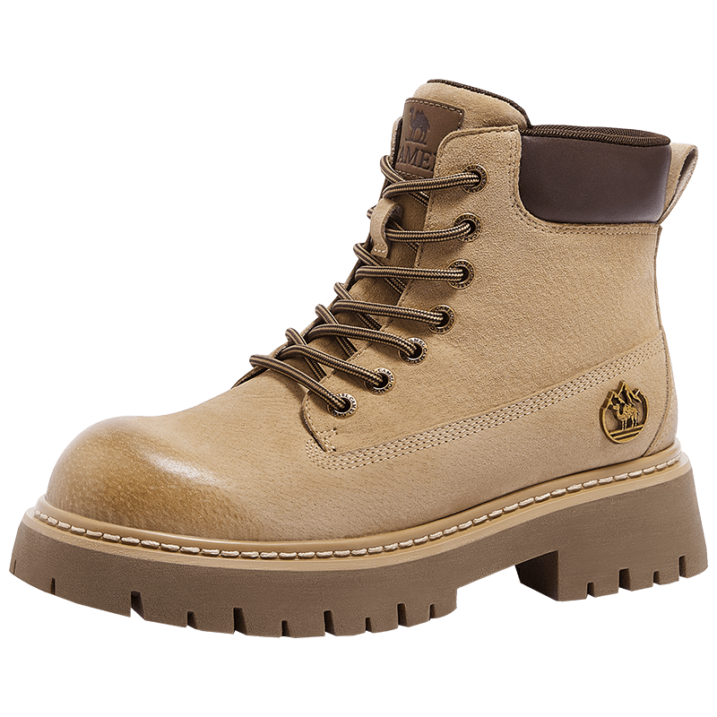 CAMEL [Shanyue] Women's Work Boots Trendy Thick-Soled Martin Boots L25W076018 Apricot (Suede) Size 36