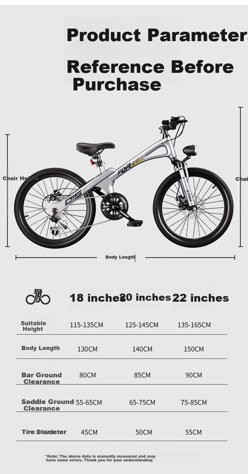 FOREVER Children's Bicycle for Older Kids 6-12 Years Old, Magnesium Alloy Gears Mountain Bike for Boys And Girls, Student Bicycle, 20-Inch Silver Color 14
