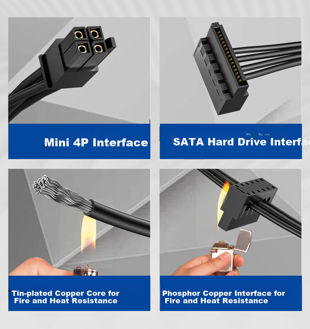 BURLEFRAN Lenovo Motherboard Hard Drive Cable Power Cord Small 4-Pin to Single SATA Power Cord 4P to Serial Port SSD Hard Drive Power Supply Cable 42cm 3