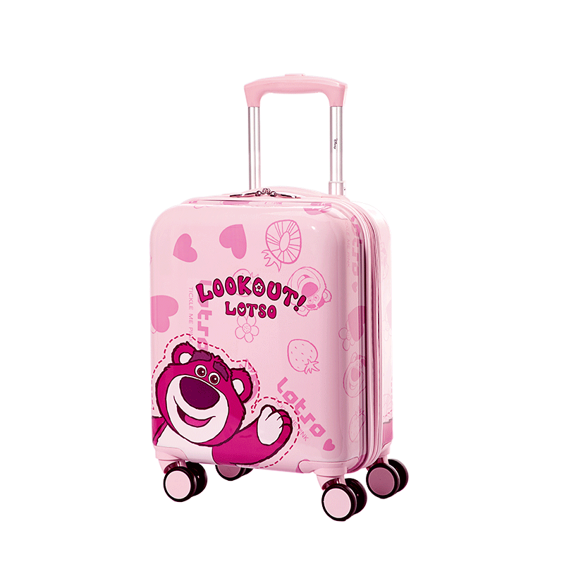 Mesuca X Disney Strawberry Bear Children's Luggage, 16-Inch Travel Suitcase, Girls' Reversible Cartoon Case, Carry-On Luggage